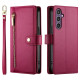 For Samsung Galaxy S24+ 5G Nine Card-slot Zipper Wallet Bag Leather Phone Case(Red)