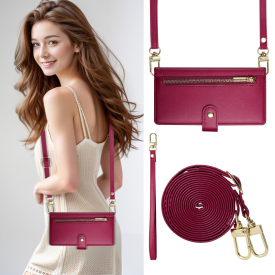 For Samsung Galaxy S24+ 5G Nine Card-slot Zipper Wallet Bag Leather Phone Case(Red)