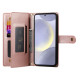 For Samsung Galaxy S24+ 5G Nine Card-slot Zipper Wallet Bag Leather Phone Case(Pink)