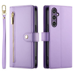 For Samsung Galaxy S24+ 5G Nine Card-slot Zipper Wallet Bag Leather Phone Case(Purple)