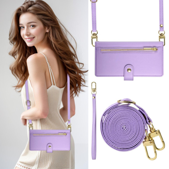 For Samsung Galaxy S24+ 5G Nine Card-slot Zipper Wallet Bag Leather Phone Case(Purple)
