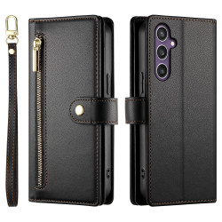 For Samsung Galaxy S24+ 5G Nine Card-slot Zipper Wallet Bag Leather Phone Case(Black)