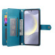 For Samsung Galaxy S24+ 5G Nine Card-slot Zipper Wallet Bag Leather Phone Case(Blue)