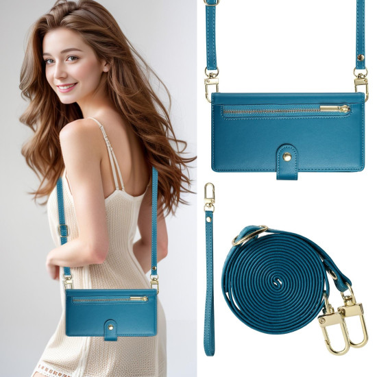 For Samsung Galaxy S24+ 5G Nine Card-slot Zipper Wallet Bag Leather Phone Case(Blue)