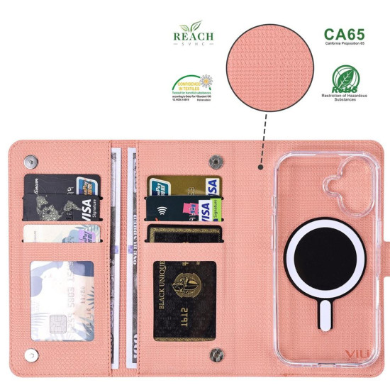 For Samsung Galaxy S24+ 5G ViLi GHA-C Series RFID MagSafe Magnetic Flip Leather Phone Case(Pink)