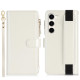 For Samsung Galaxy S23+ 5G Wristband Holder Zipper Purse RFID Leather Phone Case(White)