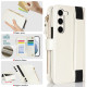 For Samsung Galaxy S23+ 5G Wristband Holder Zipper Purse RFID Leather Phone Case(White)