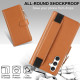 For Samsung Galaxy S24+ 5G Wristband Holder Zipper Purse RFID Leather Phone Case(Brown)