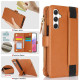 For Samsung Galaxy S24+ 5G Wristband Holder Zipper Purse RFID Leather Phone Case(Brown)
