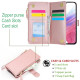 For Samsung Galaxy S24+ 5G Wristband Holder Zipper Purse RFID Leather Phone Case(Rose Gold)