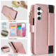 For Samsung Galaxy S24+ 5G Wristband Holder Zipper Purse RFID Leather Phone Case(Rose Gold)