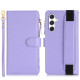 For Samsung Galaxy S24+ 5G Wristband Holder Zipper Purse RFID Leather Phone Case(Purple)