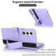 For Samsung Galaxy S24+ 5G Wristband Holder Zipper Purse RFID Leather Phone Case(Purple)