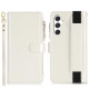 For Samsung Galaxy S24+ 5G Wristband Holder Zipper Purse RFID Leather Phone Case(White)