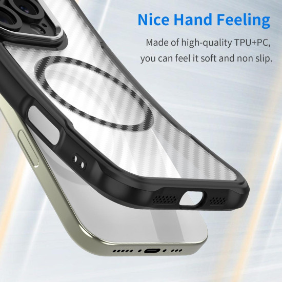 For Samsung Galaxy S24+ 5G Carbon Fiber Texture MagSafe Translucent Phone Case(Black)