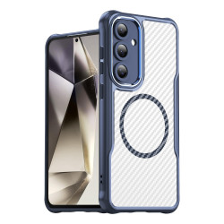 For Samsung Galaxy S24+ 5G Carbon Fiber Texture MagSafe Translucent Phone Case(Blue)