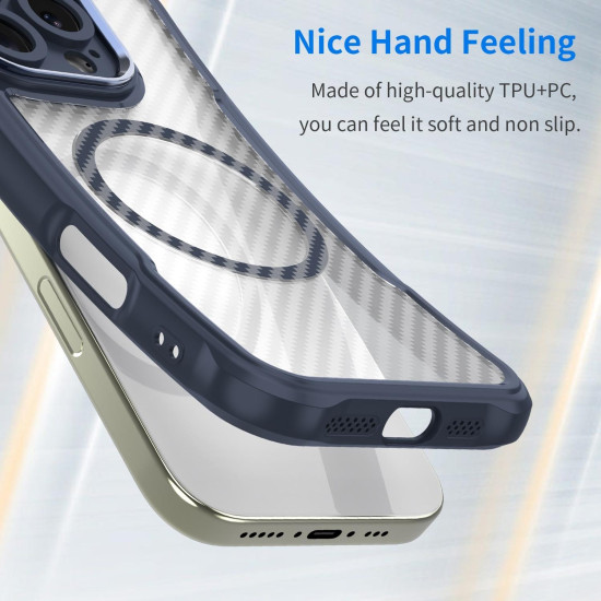 For Samsung Galaxy S24+ 5G Carbon Fiber Texture MagSafe Translucent Phone Case(Blue)