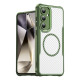 For Samsung Galaxy S24+ 5G Carbon Fiber Texture MagSafe Translucent Phone Case(Green)