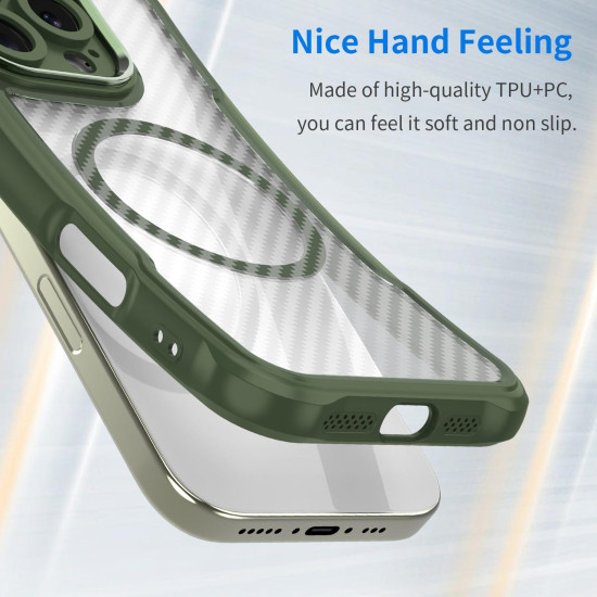 For Samsung Galaxy S24+ 5G Carbon Fiber Texture MagSafe Translucent Phone Case(Green)