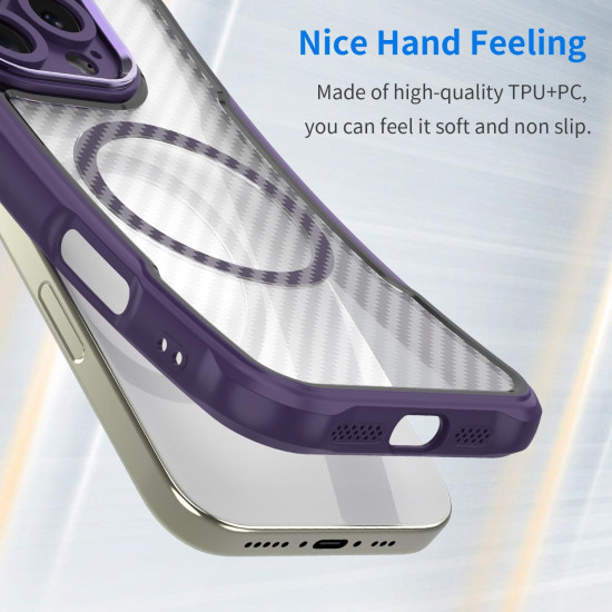 For Samsung Galaxy S24+ 5G Carbon Fiber Texture MagSafe Translucent Phone Case(Purple)