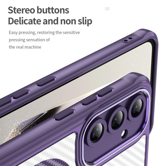 For Samsung Galaxy S24+ 5G Carbon Fiber Texture MagSafe Translucent Phone Case(Purple)