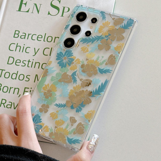 For Samsung Galaxy S24+ 5G Dual-side Laminating IMD PC Hybrid TPU Phone Case(Yellow Flowers)