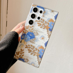 For Samsung Galaxy S24+ 5G Dual-side Laminating IMD PC Hybrid TPU Phone Case(Blue Peony)