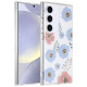 For Samsung Galaxy S24+ 5G Dual-side Laminating IMD PC Hybrid TPU Phone Case(Blue Flower)