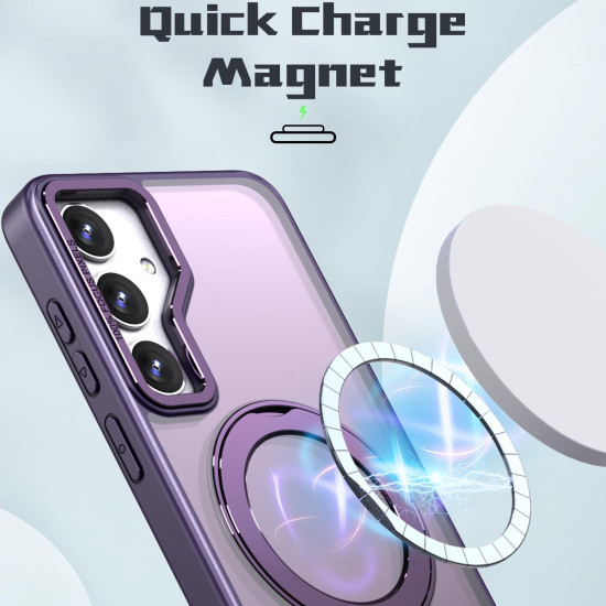 For Samsung Galaxy S24+ 5G Wing Series MagSafe Magnetic Ring Holder Phone Case(Dark Purple)