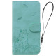 For Samsung Galaxy S24+ 5G Cute Cat Embossed Leather Phone Case(Green)