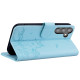 For Samsung Galaxy S24+ 5G Cute Cat Embossed Leather Phone Case(Sky Blue)