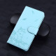 For Samsung Galaxy S24+ 5G Cute Cat Embossed Leather Phone Case(Sky Blue)