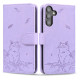 For Samsung Galaxy S24+ 5G Cute Cat Embossed Leather Phone Case(Purple)