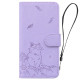 For Samsung Galaxy S24+ 5G Cute Cat Embossed Leather Phone Case(Purple)