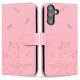 For Samsung Galaxy S24+ 5G Cute Cat Embossed Leather Phone Case(Pink)