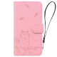 For Samsung Galaxy S24+ 5G Cute Cat Embossed Leather Phone Case(Pink)