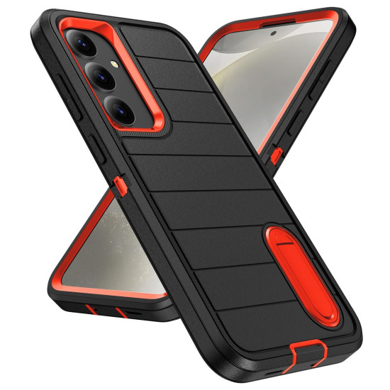 For Samsung Galaxy S24+ 5G Defender Gen2 Rugged PC + Silicone Phone Case with Holder(Black+Orange)