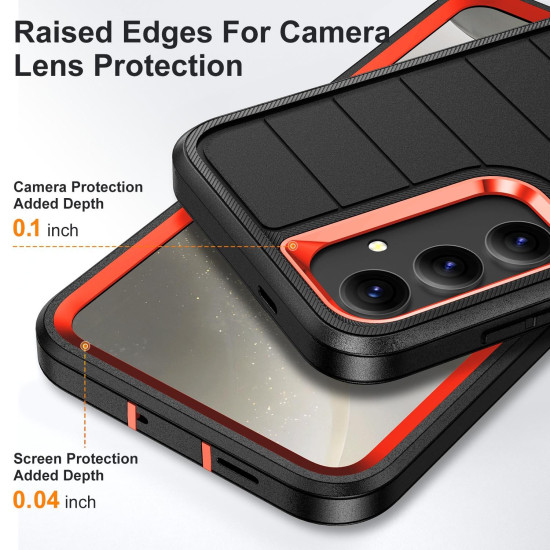 For Samsung Galaxy S24+ 5G Defender Gen2 Rugged PC + Silicone Phone Case with Holder(Black+Orange)