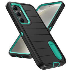 For Samsung Galaxy S24+ 5G Defender Gen2 Rugged PC + Silicone Phone Case with Holder(Black+Cyan)
