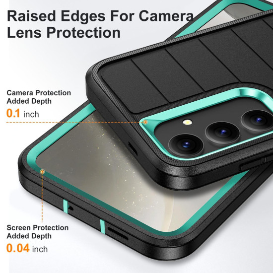 For Samsung Galaxy S24+ 5G Defender Gen2 Rugged PC + Silicone Phone Case with Holder(Black+Cyan)
