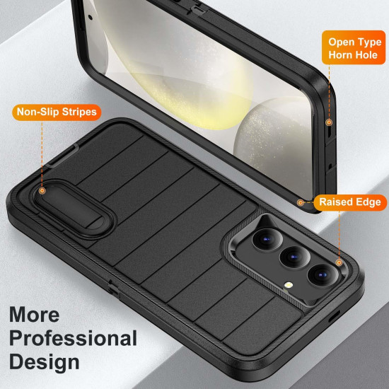 For Samsung Galaxy S24+ 5G Defender Gen2 Rugged PC + Silicone Phone Case with Holder(Black)
