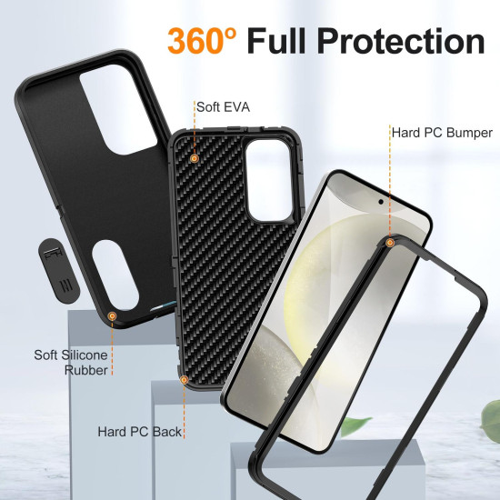 For Samsung Galaxy S24+ 5G Defender Gen2 Rugged PC + Silicone Phone Case with Holder(Black)