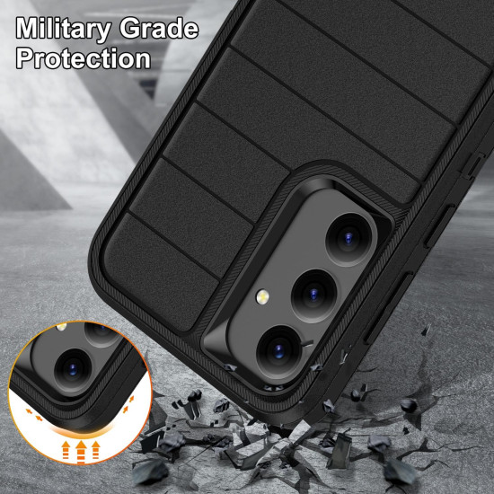 For Samsung Galaxy S24+ 5G Defender Gen2 Rugged PC + Silicone Phone Case with Holder(Black)