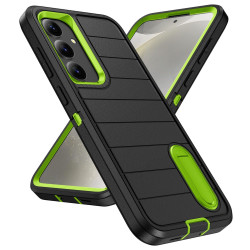 For Samsung Galaxy S24+ 5G Defender Gen2 Rugged PC + Silicone Phone Case with Holder(Black+Green)
