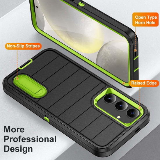 For Samsung Galaxy S24+ 5G Defender Gen2 Rugged PC + Silicone Phone Case with Holder(Black+Green)