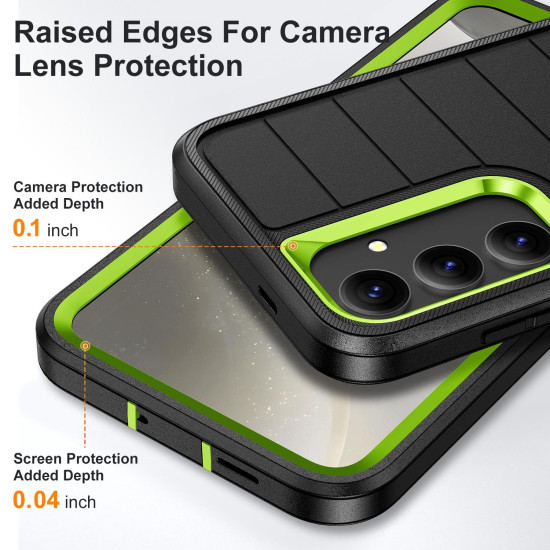 For Samsung Galaxy S24+ 5G Defender Gen2 Rugged PC + Silicone Phone Case with Holder(Black+Green)