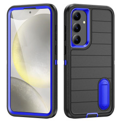 For Samsung Galaxy S24+ 5G Defender Gen2 Rugged PC + Silicone Phone Case with Holder(Black+Dark Blue)