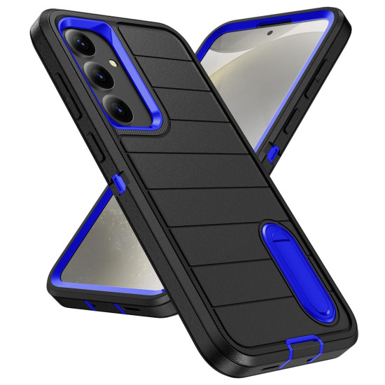 For Samsung Galaxy S24+ 5G Defender Gen2 Rugged PC + Silicone Phone Case with Holder(Black+Dark Blue)