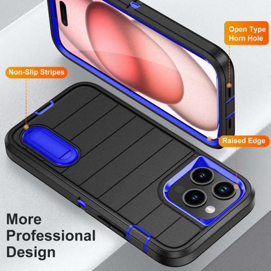 For Samsung Galaxy S24+ 5G Defender Gen2 Rugged PC + Silicone Phone Case with Holder(Black+Dark Blue)