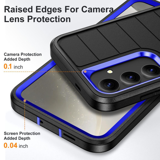 For Samsung Galaxy S24+ 5G Defender Gen2 Rugged PC + Silicone Phone Case with Holder(Black+Dark Blue)